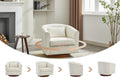 Swivel Accent Chair For Living Room, Sofa Chairs With Wood Base Side, Comfy Swivel Accent Chair With Wide Upholstered, For Living Room White Foam Chenille
