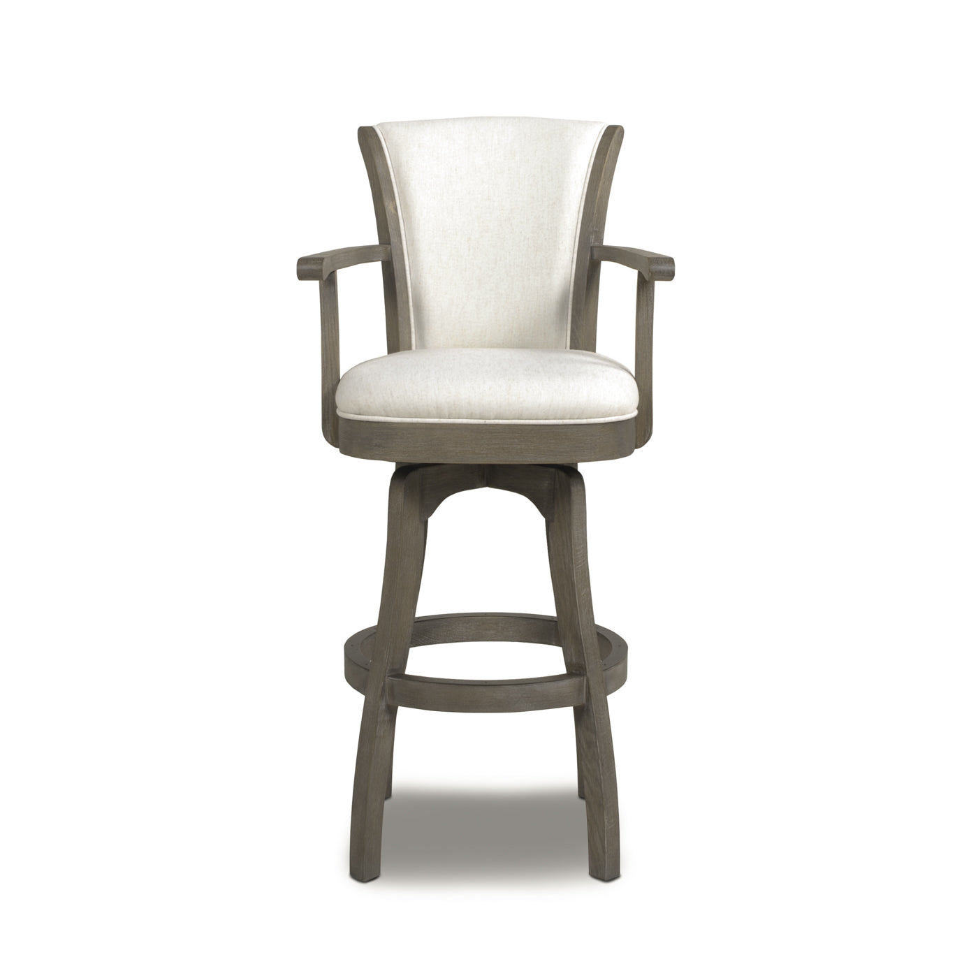 Williams 31In Swivel Bar Stool With Armrests, Natural White Linen White Foam Linen