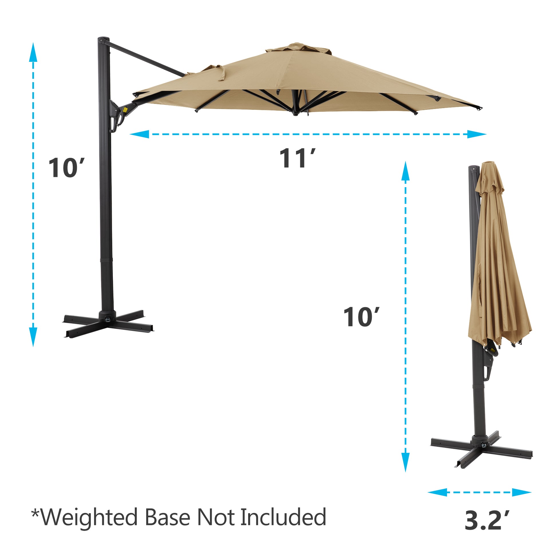 11 Ft Cantilever Patio Umbrella, Round Outdoor Offset Umbrella With 36 11 Ft Cantilever Patio Umbrella, Round Outdoor Offset Umbrella With 36