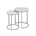 Zaidee Nesting Table Set, Natural Marble Top & Nickel Finish Lv02796 White Marble Metal