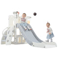 5 1 Toddler Slide Set, Freestanding Space Set With Slide, Kids Slide Playset Structure, Telescope And Basketball Hoop, Toy Storage Space, Kids Climbers Playground Grey White 50 99 Lbs Cute 1 To 2 Years Hdpe Indoor & Outdoor Use