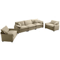 Warm And Cozy Sofa Set With Soft Cushions And Pillows, Home Theater Style Sofa Set Consisting Of A 3 Seater Sofa And Two Single Sofas In Tan Corduroy Fabric Tan Corduroy 5 Seat