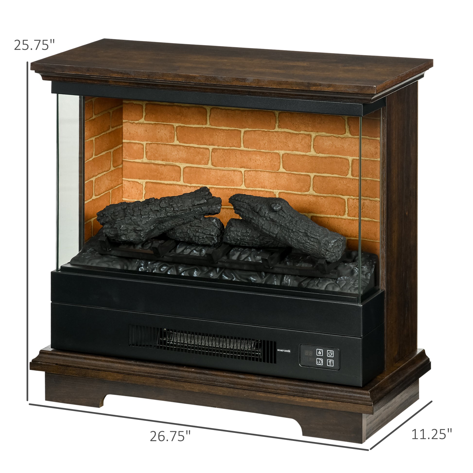 Homcom 26" Electric Fireplace Stove With Remote Control, 12H Timer, Brown Brown Metal