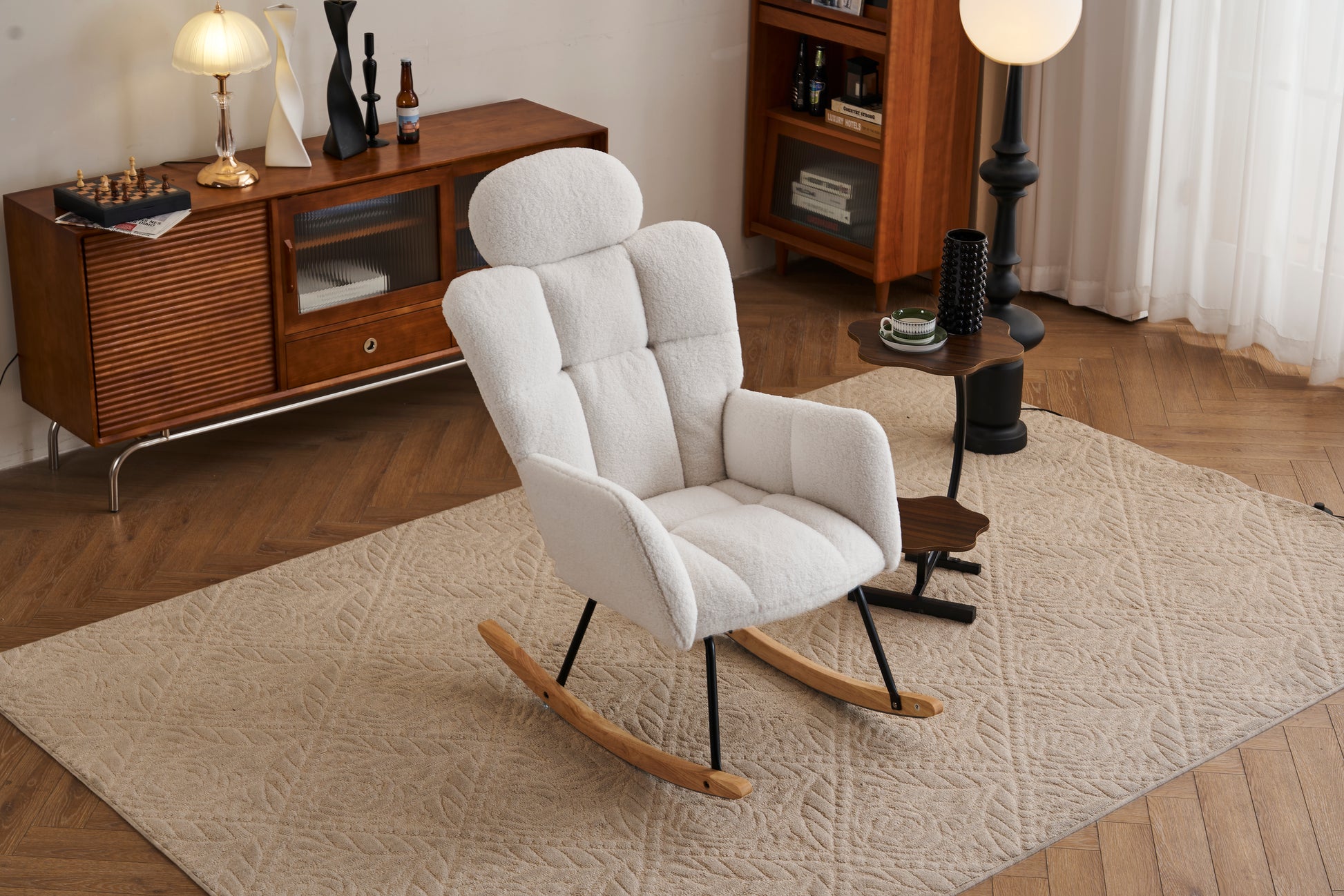 Teddy Fabric Wing Chair VILDSUND Wingback Chair, Brown Teddy-Like