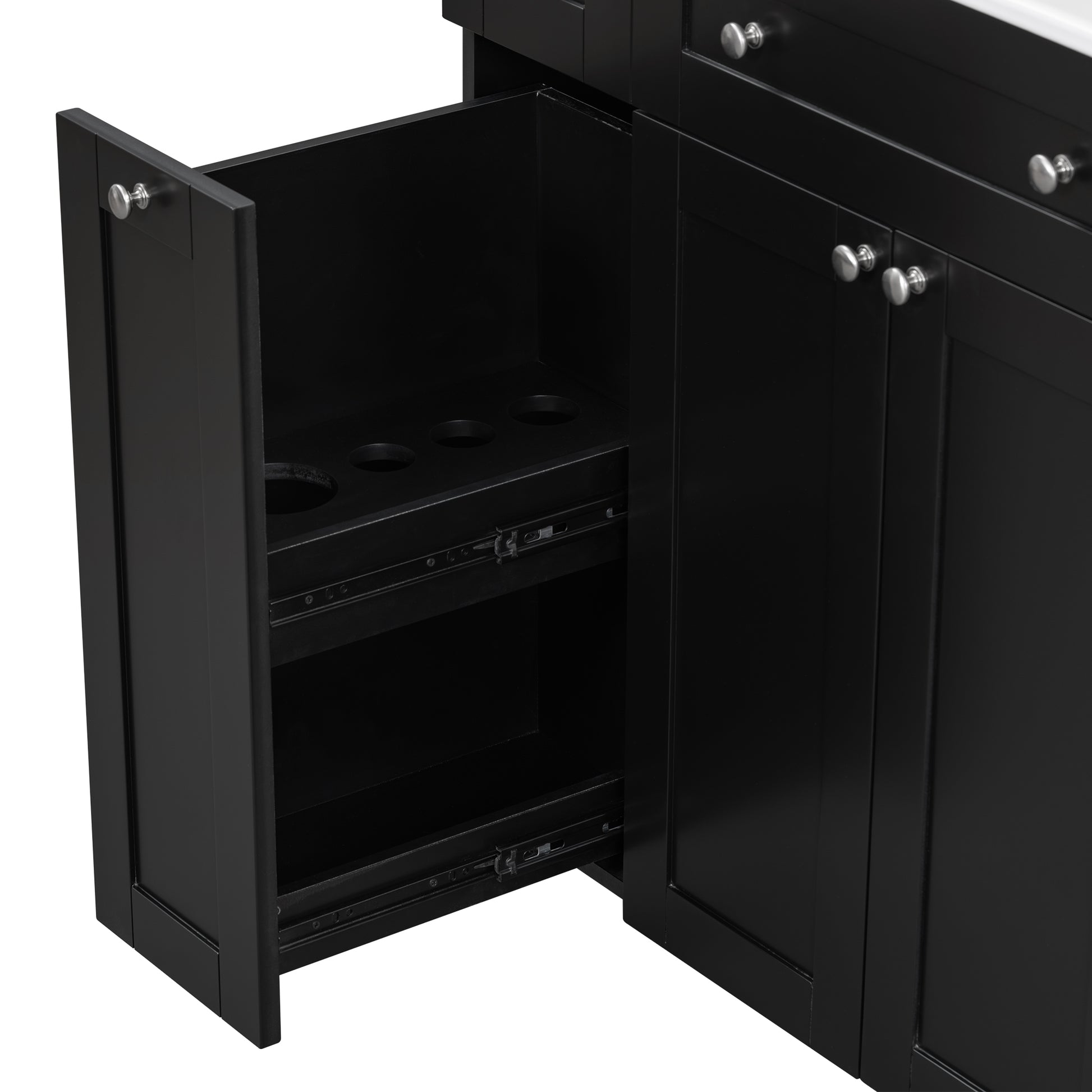 30 Inch Black Bathroom Vanity With Ceramic Sink Combo, Abundant Storage Cabinet 2 Soft Close Doors And Double Tier Deep Drawer Black Bathroom Mdf