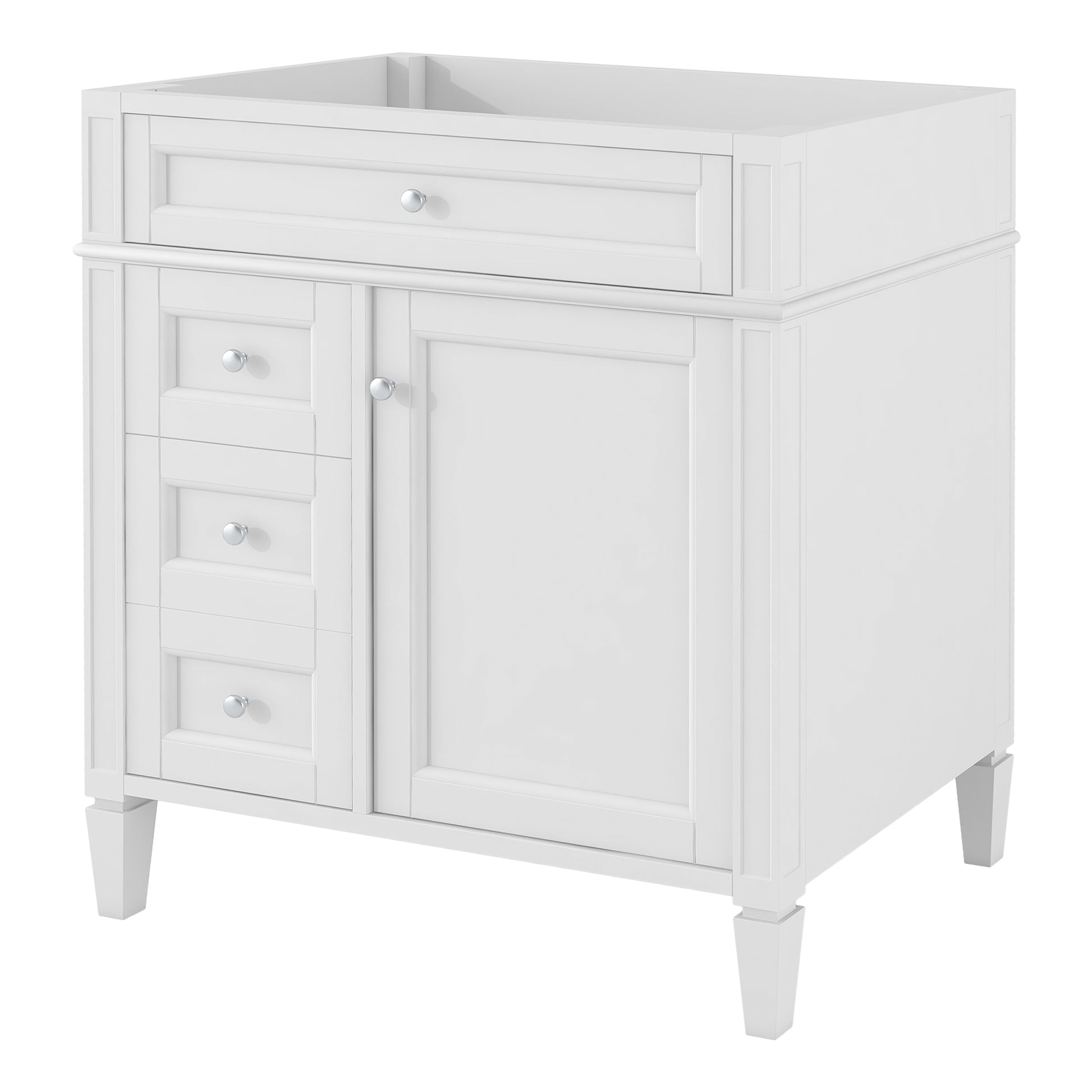 30'' Bathroom Vanity Without Top Sink, Modern Bathroom Storage Cabinet With 2 Drawers And A Tip Out Drawer Not Include Basin White Bathroom Solid Wood Mdf