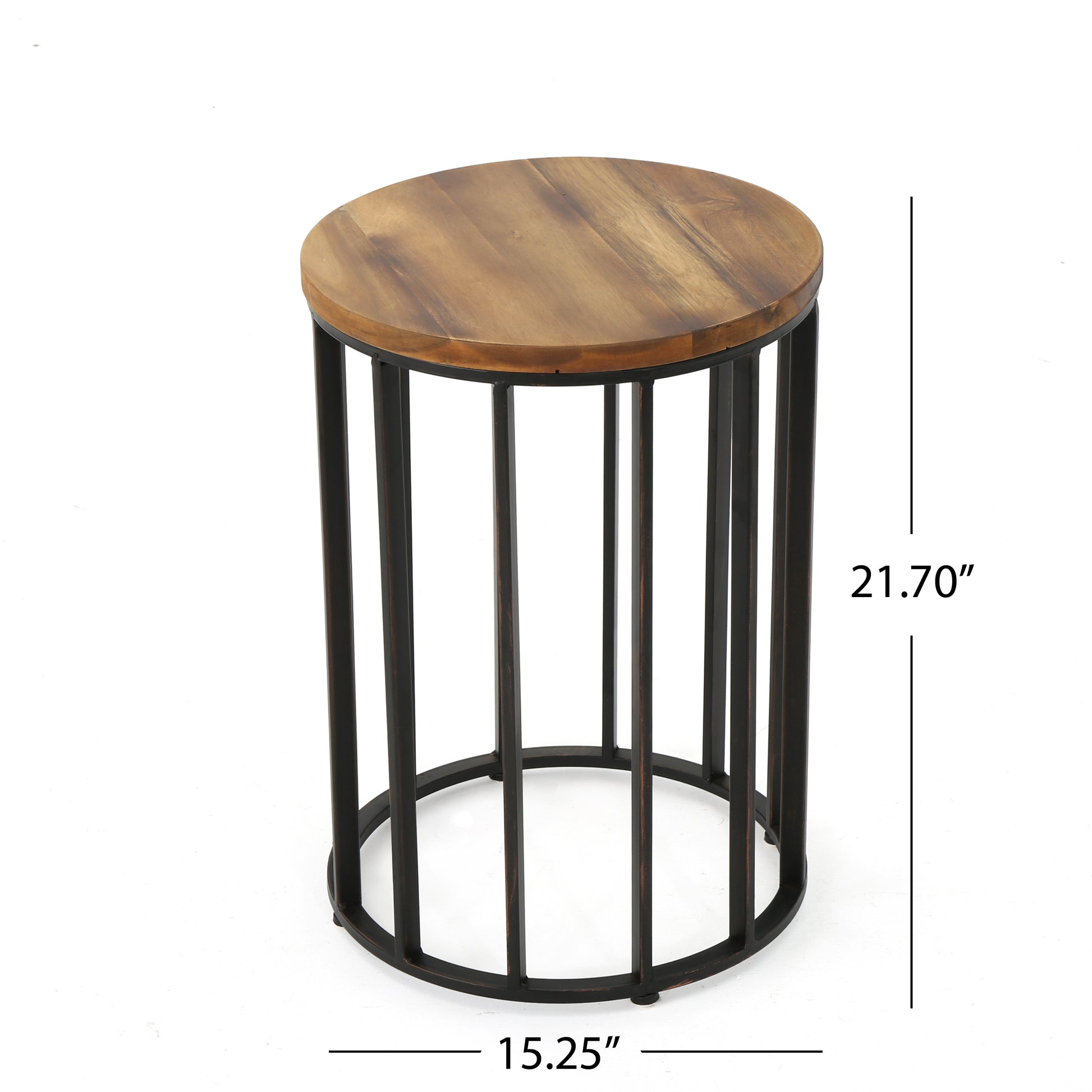 Atkins 15" Side Table Natural Metal & Wood