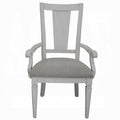 Light Grey And Weathered White Padded Arm Chair Set Of 2 Solid Grey White Dining Room Arm Chair Slat Back Set Of 2 Wood Fabric