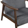 Mid Century Modern Design 1Pc Accent Chair Dark Gray Velvet Upholstery Dark Walnut Finish Wood, High Resiliency Foam Cushions Dark Gray Primary Living Space Mid Century Modern Solid Wood