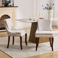 Modern Dining Chairs Set Of 2,Double Layer Cushioned Chenille Fabric Upholstered Accent Side Leisure Chairs With Mid Back And Curved Solid Wood Legs For Living Room Dining Room Beige Beige American Design Dining Chairs Rubberwood Set Of 2 Foam Chenille