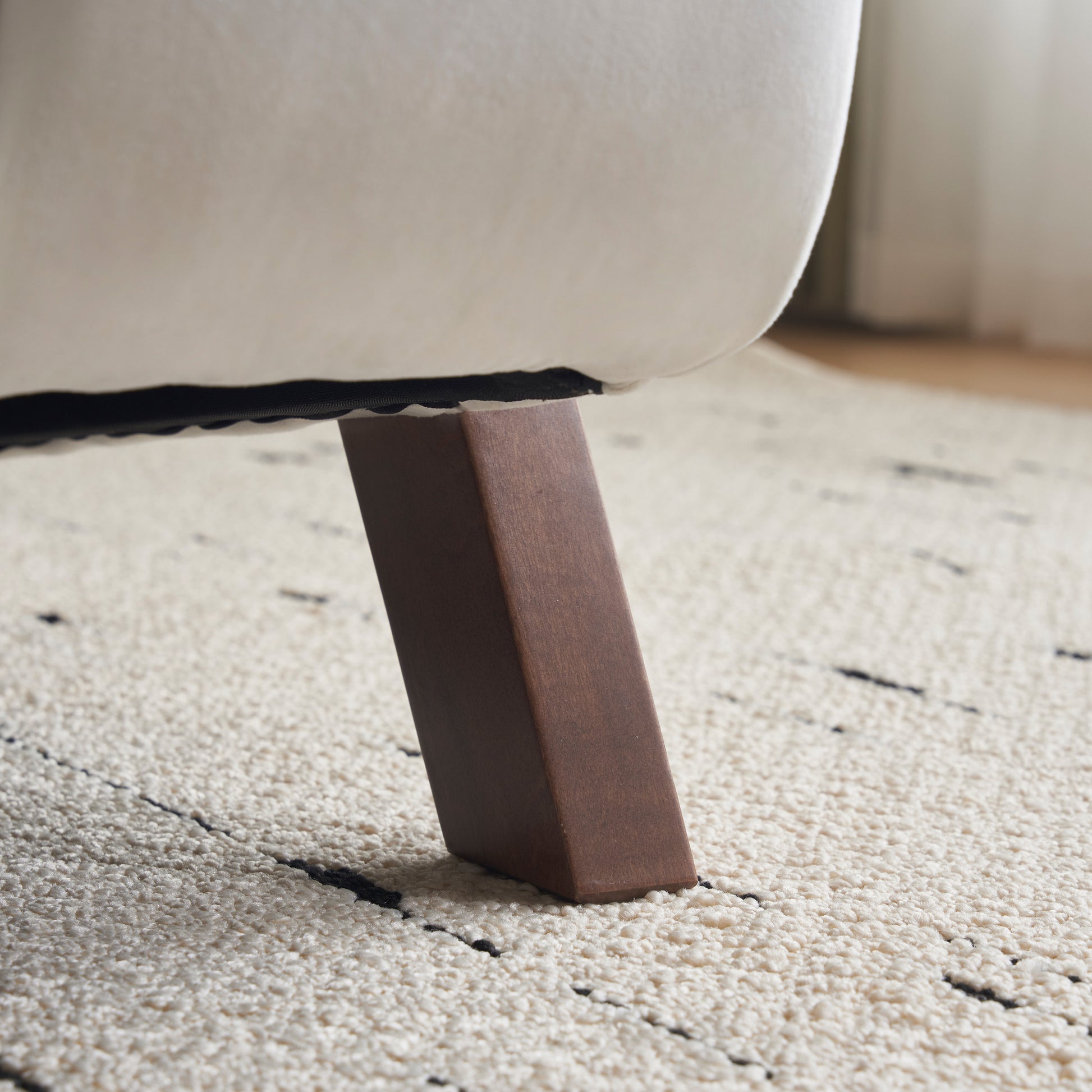 Mid Century Modern Accent Chair With Solid Wood Frame, Upholstered Living Room Chairs With Thick Cushion, Comfy Tufted Arm Chair For Bedroom, Living Room, Velvet, Ivory Ivory White Velvet