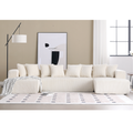 Arrived 131'' Modular Sectional Couch, U Shaped Sofachaise Lounge, Striped Fabric,Upholstered 4 Seater Couch For Living Room, Bedroom, Free Combination Sofa Corduroy ,White White Polyester Primary