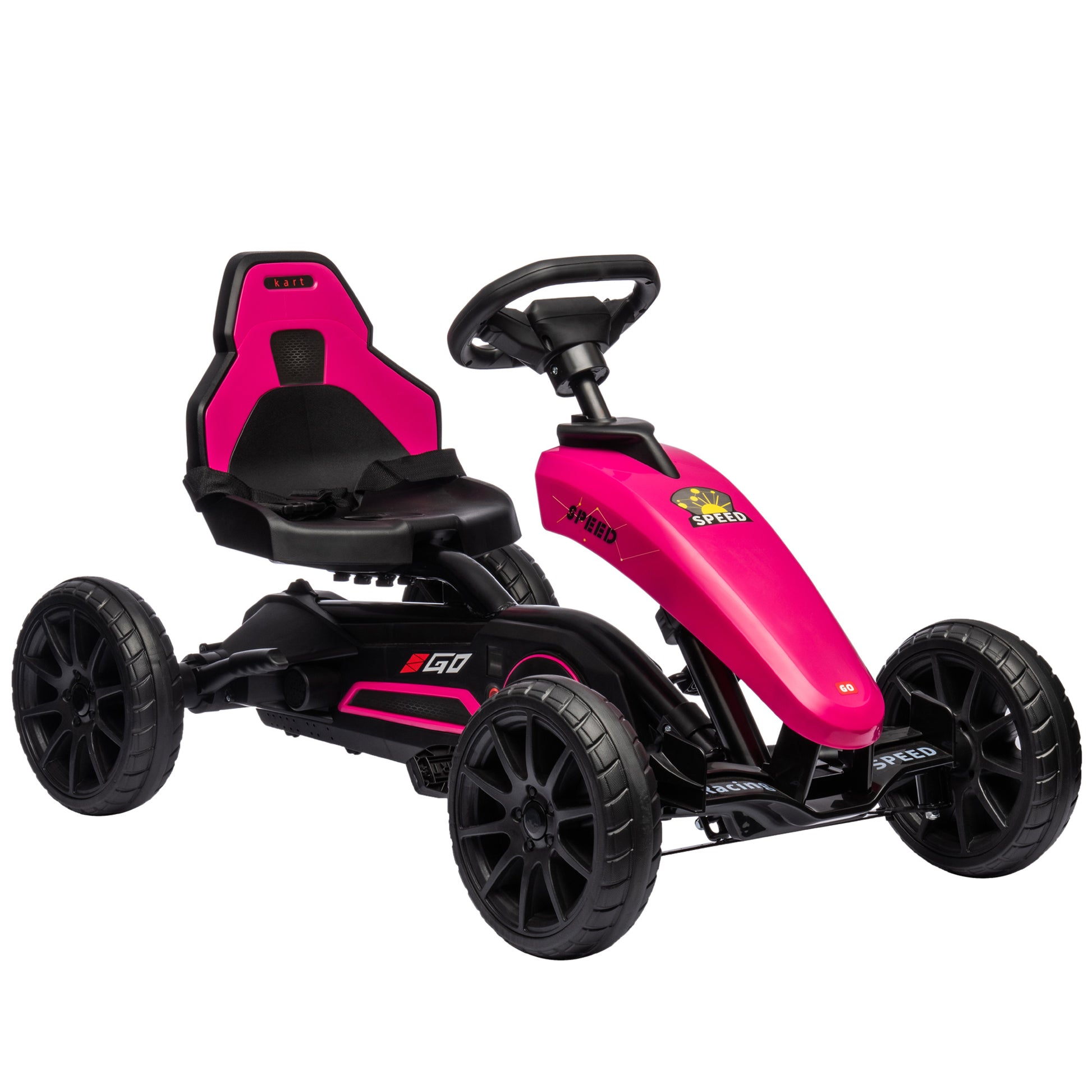 junior pedal go kart Aosom Kids Pedal Go Kart, Outdoor Ride On Toys With Swing Axle, Adjustable Seat, Handbrake, 4 Shock Absorbing Wheels, Gift For Boys And Girls Aged 3 8