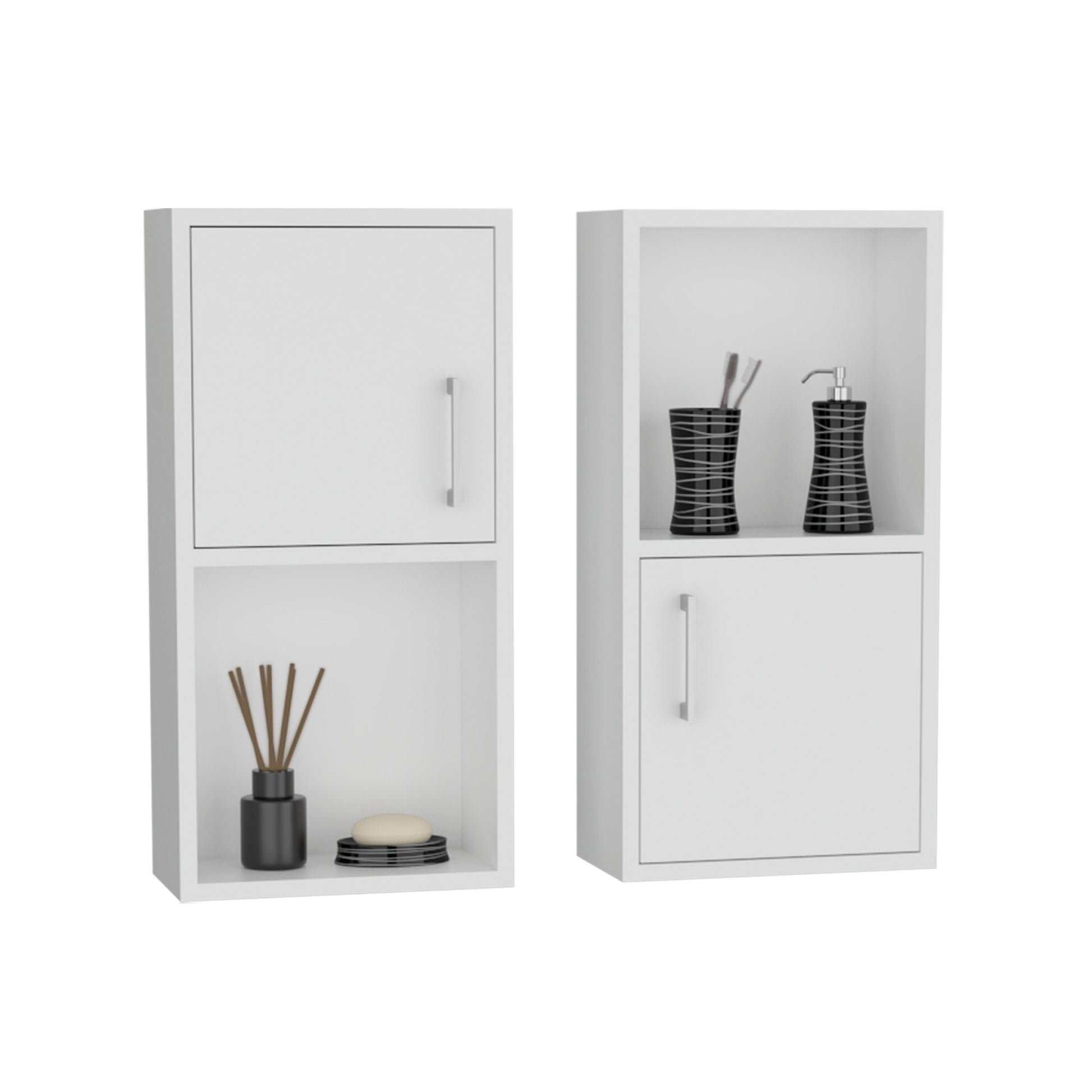 Wall Mounted Bathroom Medicine Cabinet Eak 24" Htwo Doors, Two Shelves,White White Solid Wood Mdf Engineered Wood