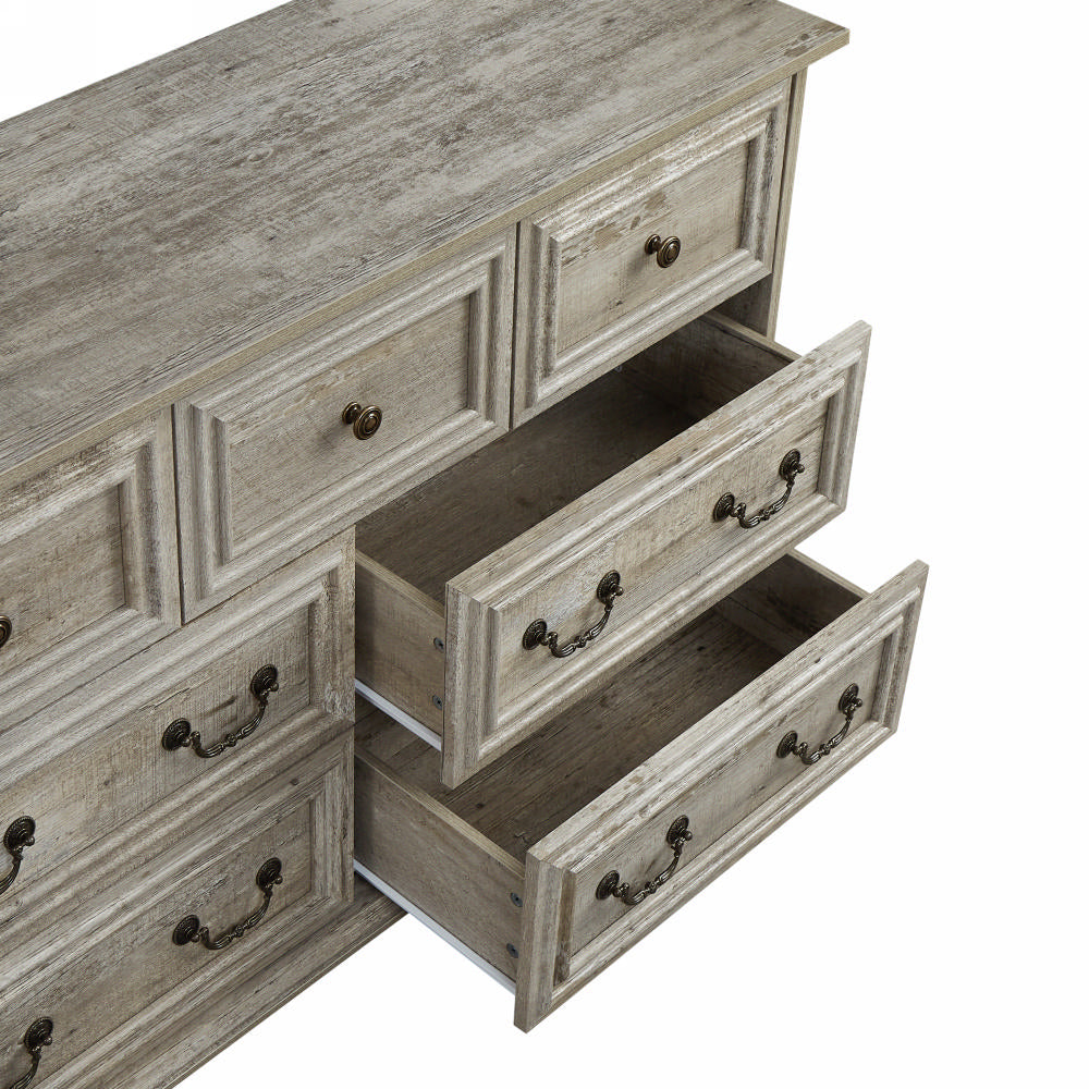 vintage farmhouse dresser Farmhouse 7 Drawers Dresser For Bedroom, Rustic Chest Of Drawers With Natural Texture, Vintage Design, Storage Dressers Organizer For Bedroom, Living