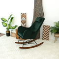 Chelsea Green Velvet Rocking Chair Solid Green Bedroom Foam Wipe Clean Foam Velvet