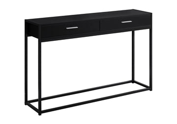 Accent Table, Console, Entryway, Narrow, Sofa, Storage Drawer, Living Room, Bedroom, Black Laminate, Black Metal, Contemporary, Modern Black Mdf