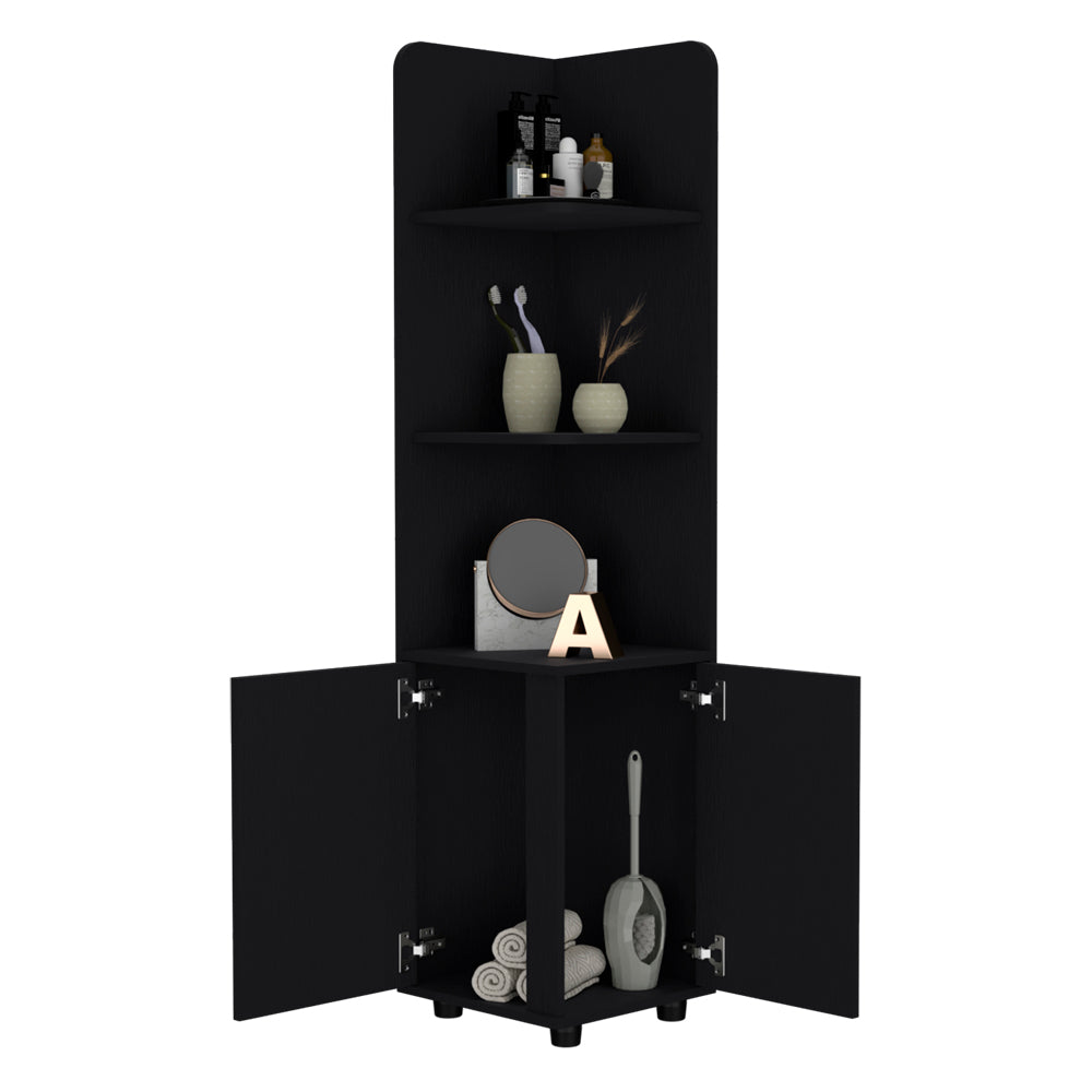 Freestanding Cabinet Kairatu, Bathroom, Black Black 2 3 Up To 17 In 60 In & Above Bathroom Wall Mounted Modern 10 15 Inches Engineered Wood