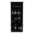 Dundee 70 Inch High 10 Glass Bar Cabinet With 5 Cubbies And 3 Open Shelves And Cabinet Black Primary Living Space Modern Shelves Included Particle Board