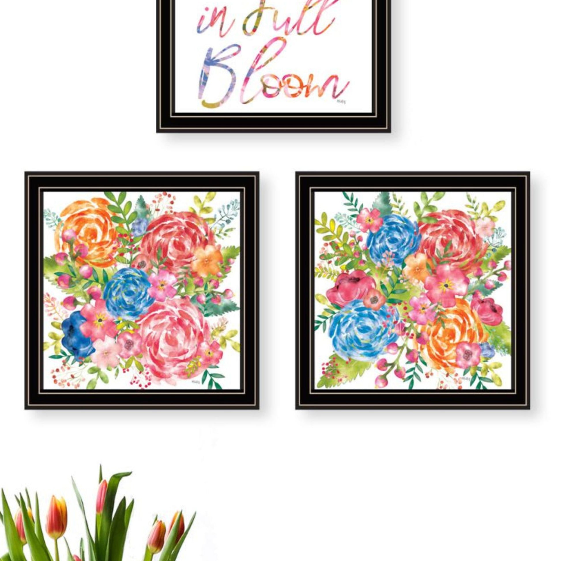 "Live Life In Full Bloom " Framed Wall Art For Living Room, Wall Art Print For Home Decor, Bedroom Wall Art By Heidi Kuntz Multicolor Wood Paper