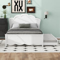 Full Size Wood Platform Bed With Headboard And Twin Size Trundle, White Box Spring Not Required Full White Wood Bed Frame Solid Wood Mdf