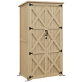 Outsunny Wooden Garden Shed, Outdoor Storage Cabinet With Waterproof Asphalt Roof, Narrow Tool Shed With Shelves And Lockable Doors, Natural Natural Wood Wood