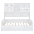 Full Size Wooden Daybed With 2 Drawers, And All In One Cabinet And Shelf, White Full White Wood