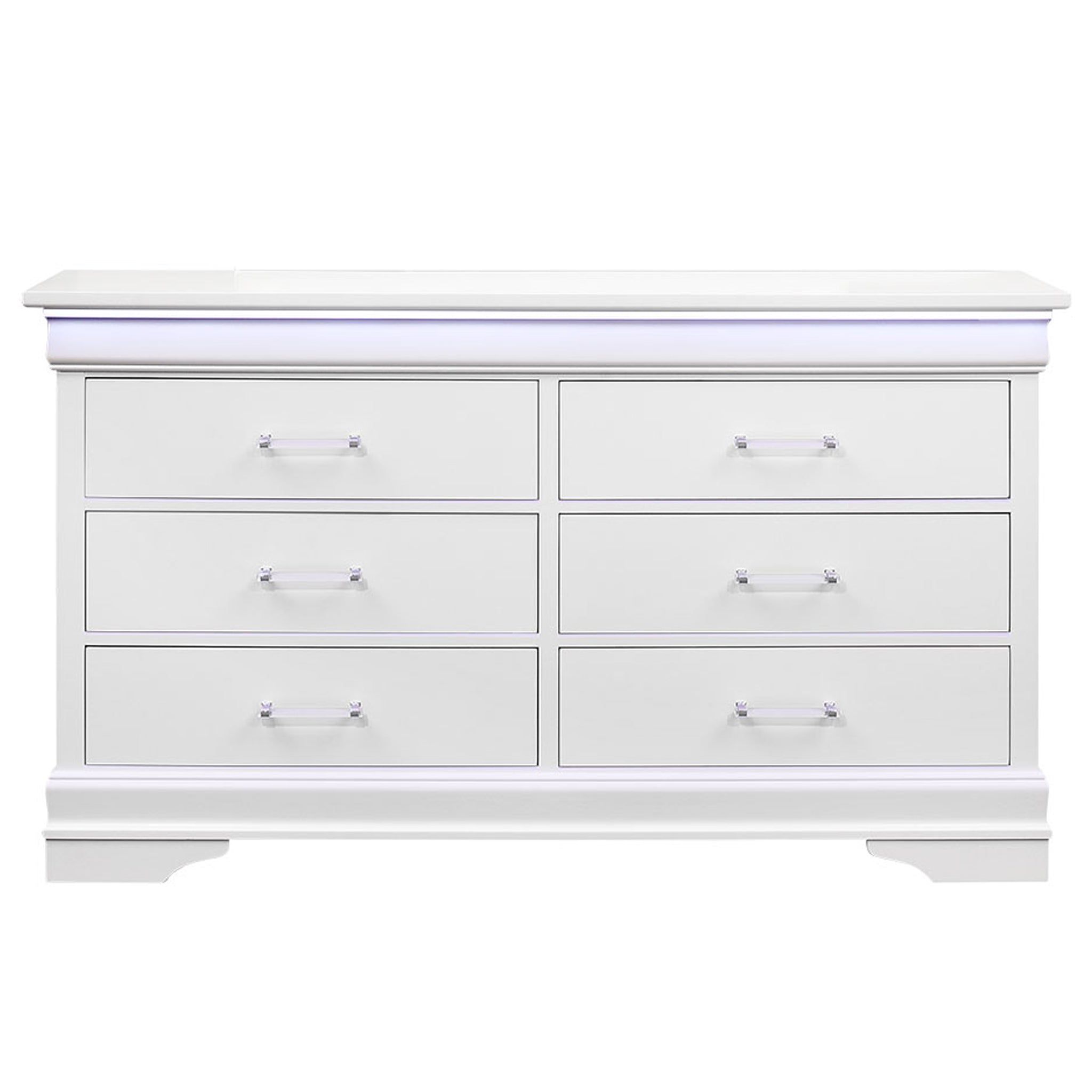 Charlston White Dresser With Led White Solid Wood Mdf