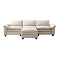 Living Room Furniture Luxury Sectional Sofa Couch With Ottoman Soft Velvet Upholstered Sofa Beige Beige Foam Velvet 3 Seat