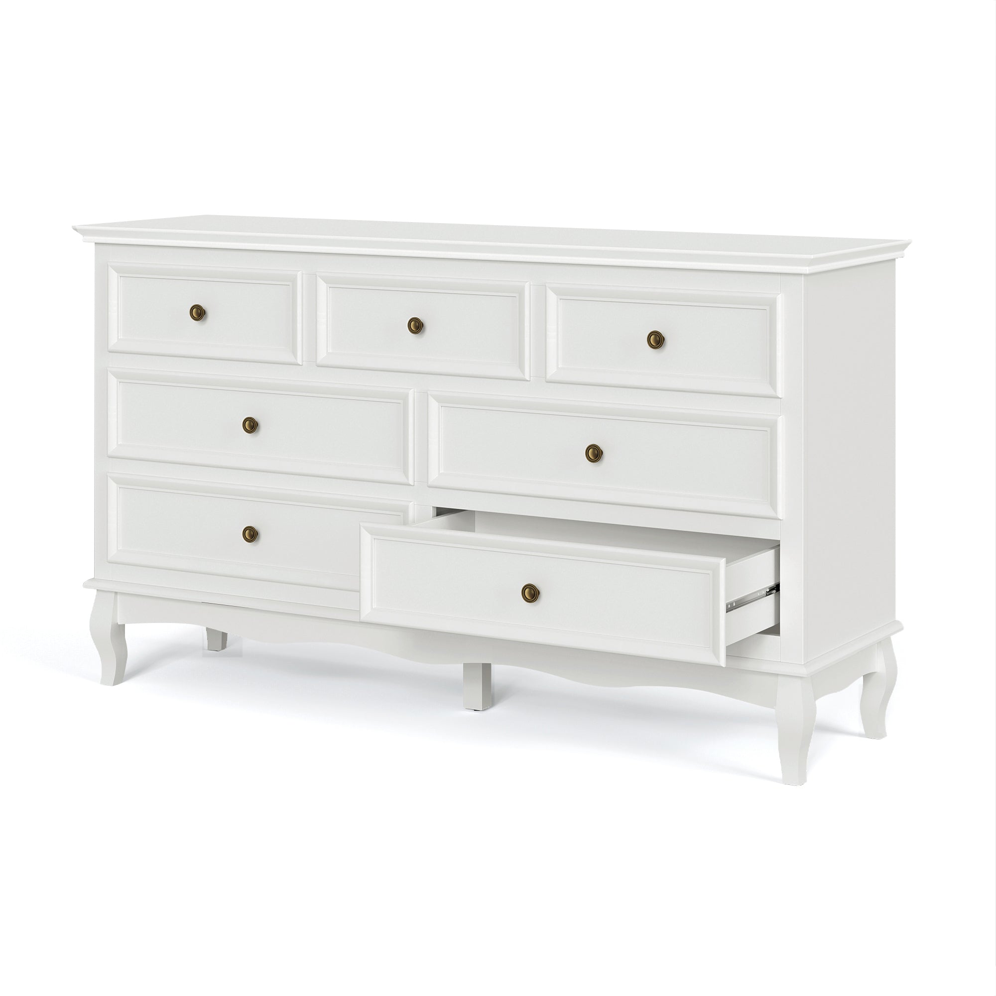 7 Drawer Dresser For Bedroom, Modern Solid Wood Large Storage Cabinet, Simple White Chest Of Drawer White White Wood