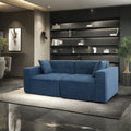 Modern Teddy Velvet Sofa,Full Foam 3 Seat Compression Sofa,The Soft Polyester Cotton Cushion And Wide Seating Depth Make The Large Sofa Have A Small Volume Blue Linen Wood Primary Living Space Soft