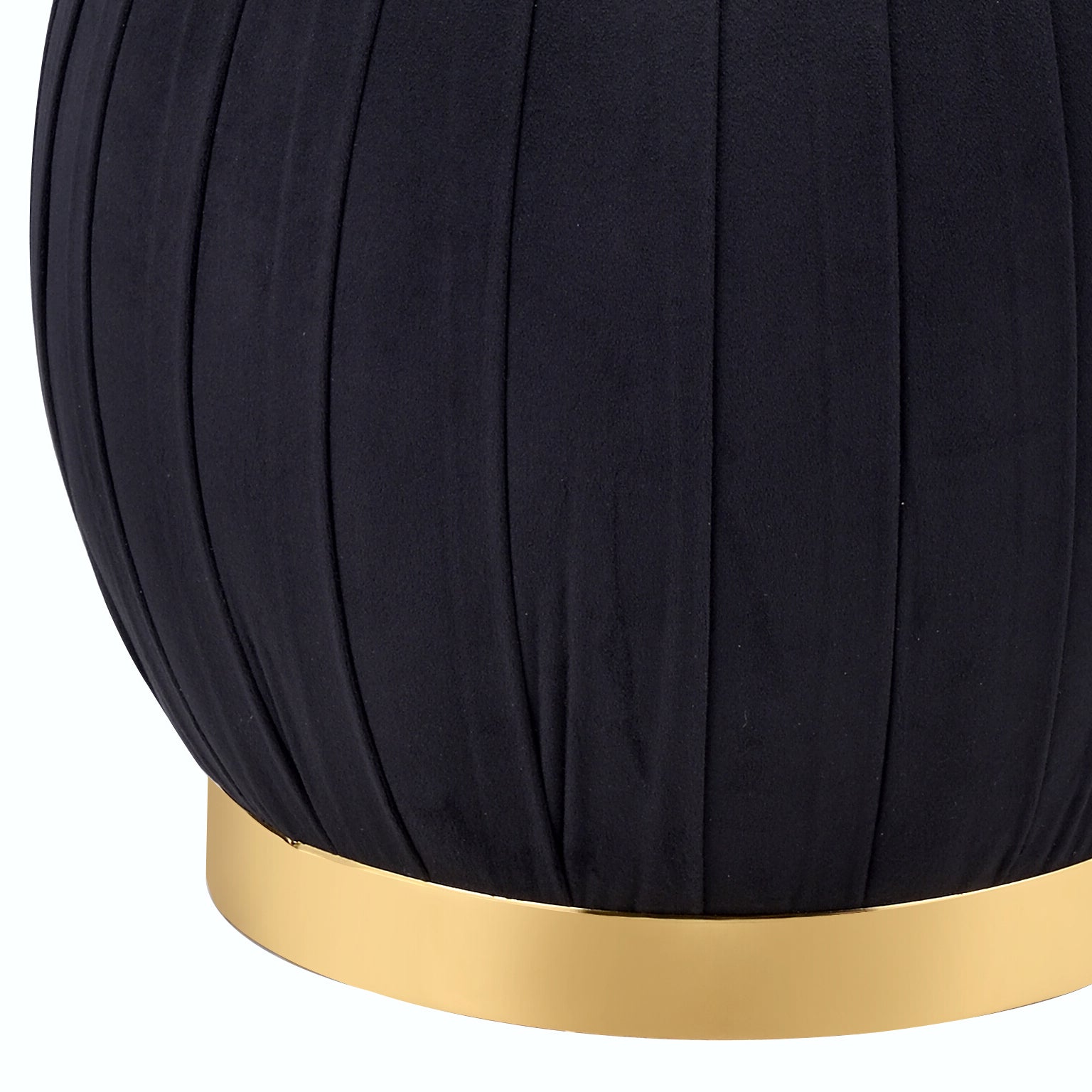 Black And Gold Round Tufted Ottoman Black Gold Velvet Wood Primary Living Space Backless Solid Black Luxury Round Armless Fabric Metal