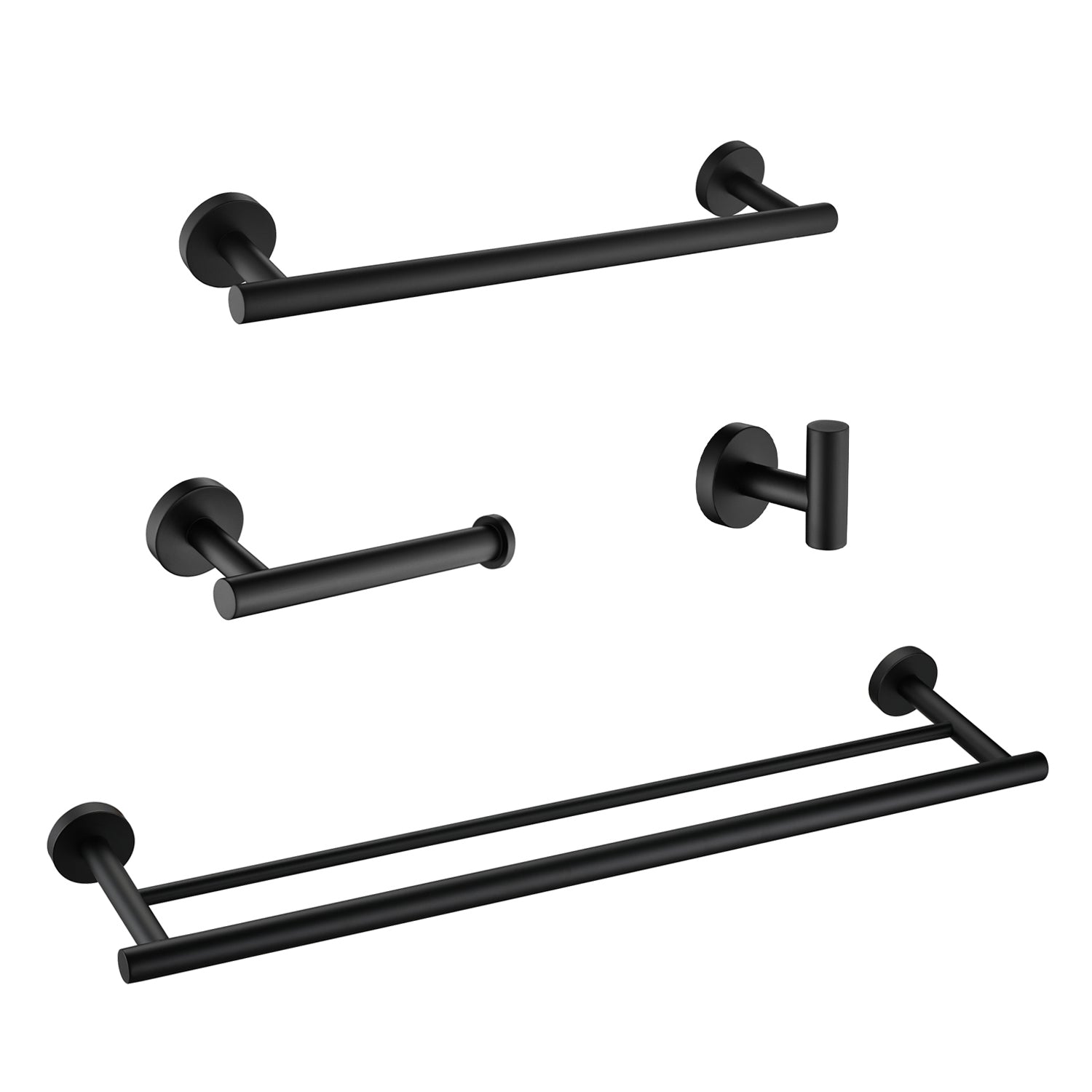 4 Piece Bathroom Hardware Set Matte Black Stainless Steel