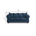 89 Inch Modern Cushioned Sofa, Blue Polyester, Pillow Top Flared Armrests Blue Wood Fabric 3 Seat