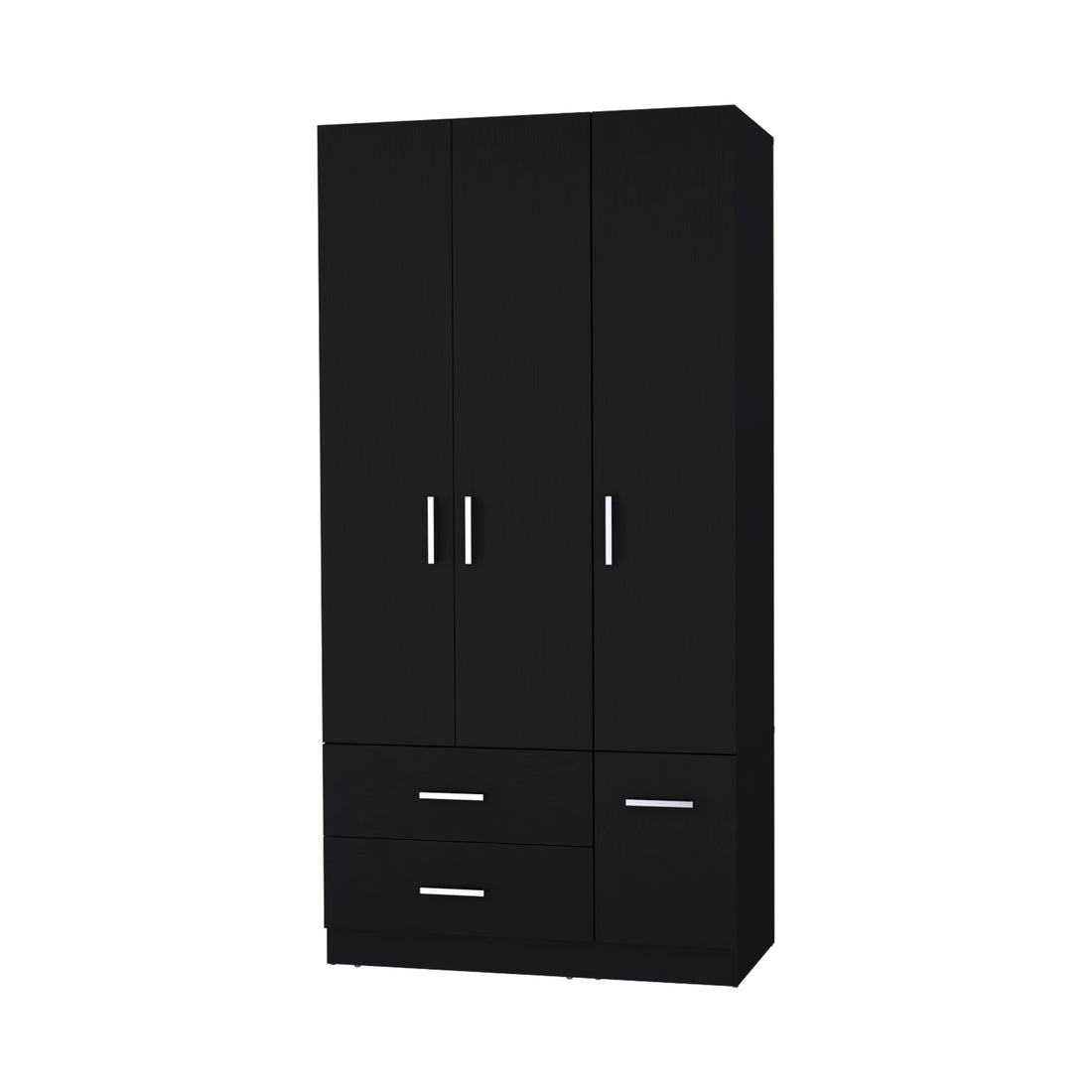 Douglas Armoire In Melamine, Two Drawers, Hanging Rod And 4 Doors. Black Bedroom Contemporary Particle Board Melamine