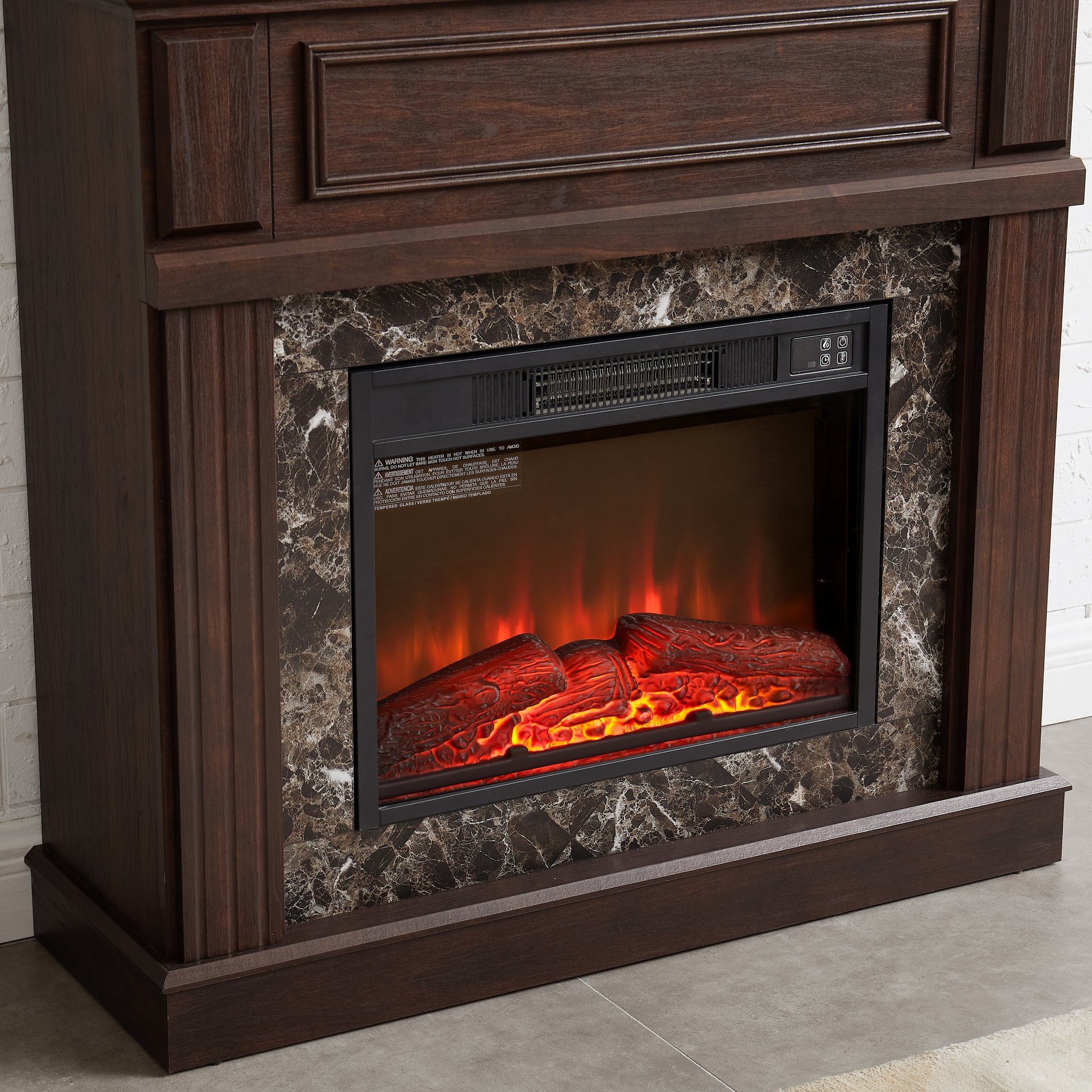 Electric Fireplace With Mantel,Fireplace Mantel Surround With 23" Fireplace Insert, Adjustable Flame, Remote Control, Cherry,41.34"W*14"D*40"H Cherry Mdf