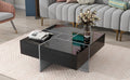 Unique Design Coffee Table With 4 Hidden Storage Compartments, Square Cocktail Table With Extendable Sliding Tabletop, Uv High Gloss Design Center Table For Living Room, 31.5