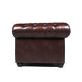 Traditional Tufted Leather Chesterfield Sofa Brown Leather 3 Seat