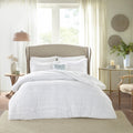 5 Piece Microfiber Ruffled Comforter Set White Queen Queen White Polyester