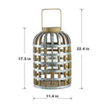 Decorative Lantern With Handle, Wooden Lantern For Indoor Outdoor, Home Garden Wedding Silver Iron