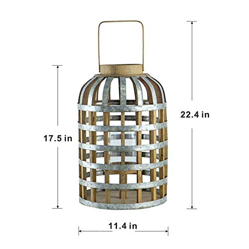 Decorative Lantern With Handle, Wooden Lantern For Indoor Outdoor, Home Garden Wedding Silver Iron
