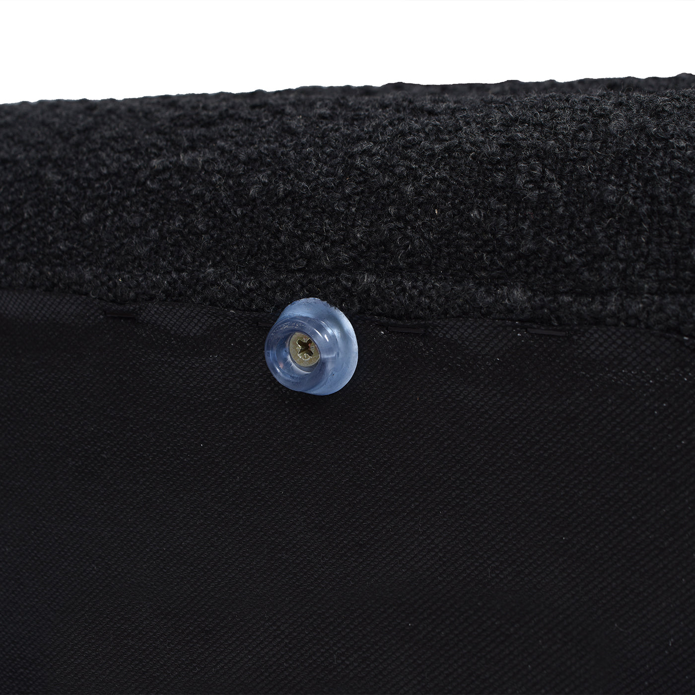 Fuji 49" Upholstered Oval Storage Bench, Ebony Black Boucle Black Foam Boucle