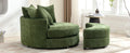 Orisfur. 360 Swivel Accent Barrel Chair With Storage Ottoman & 4 Pillows, Modern Chenille Leisure Chair Round Accent For Living Room, Green Green Foam Chenille