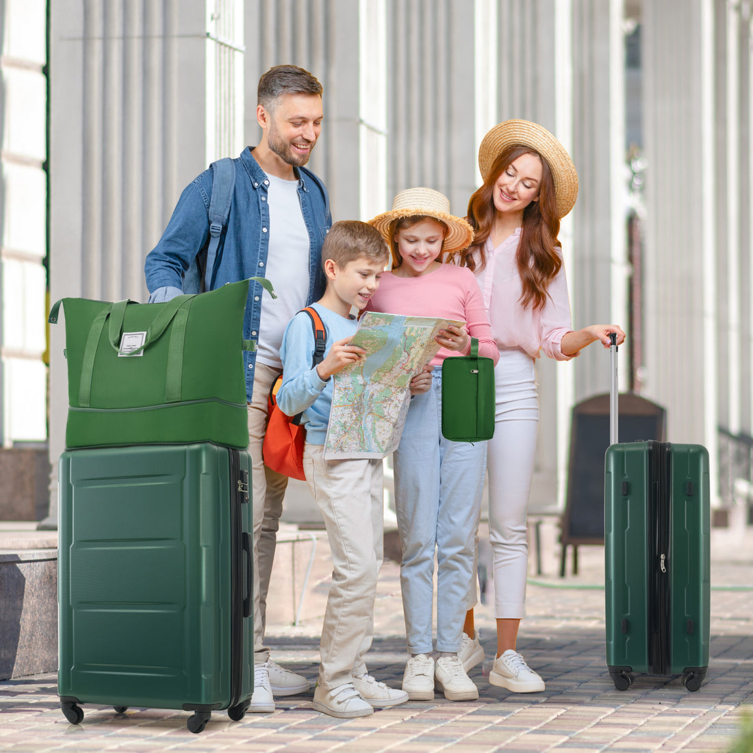 2 Piece Luggage Set With Bags Expanable Spinner Wheels Abs Lightweight Suitcase With Tsa Lock 20Inch 24Inch Green Abs