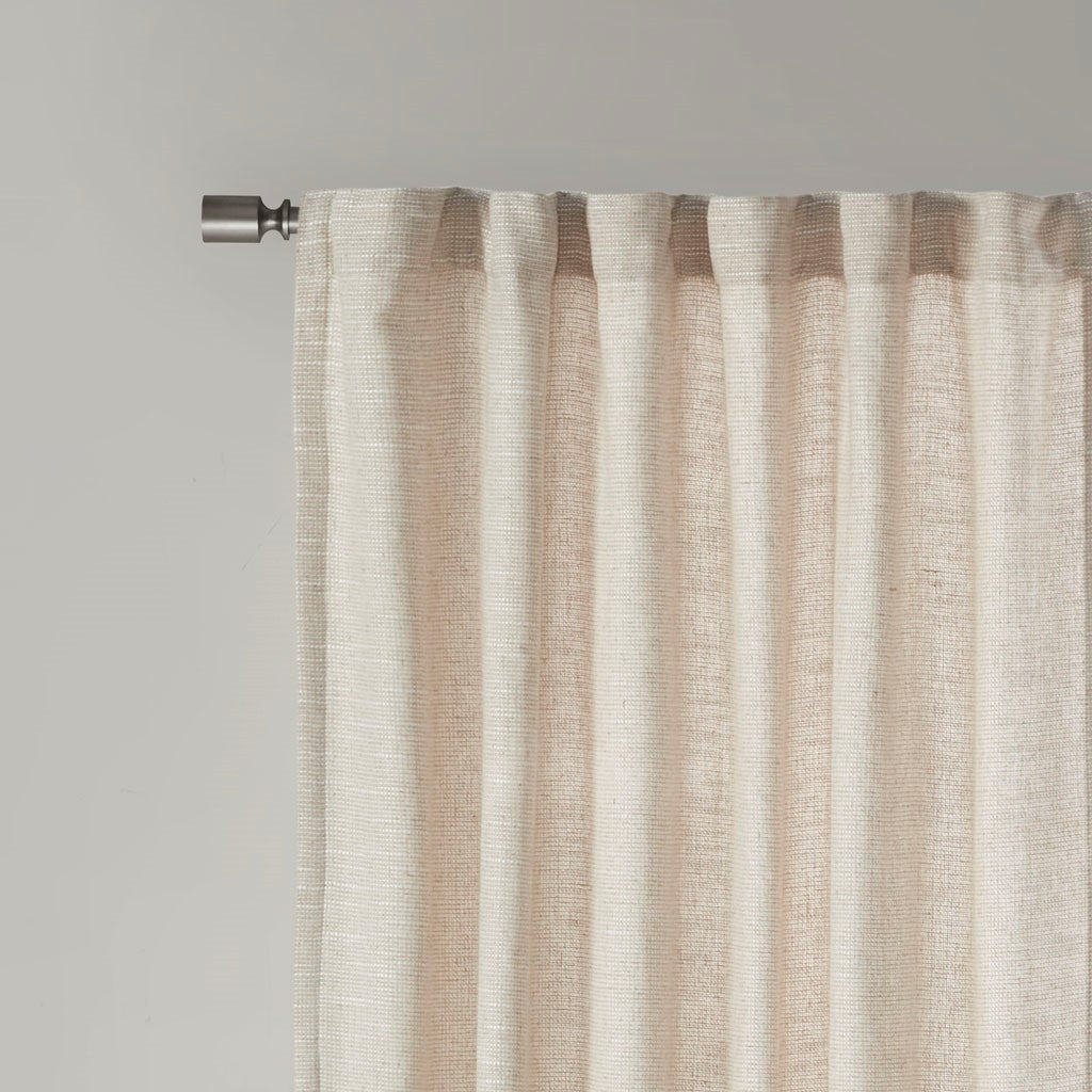 Faux Linen Rod Pocket And Back Tab Fleece Lined Curtain Panel Only 1 Pc Panel Natural Polyester