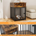 Dog Crate Furniture, Dog House, Decorative Dog Kennel With Drawer, Indoor Pet Crate End Table For Small Dog, Iron Tube Dog Cage, Chew Proof Brown Mdf