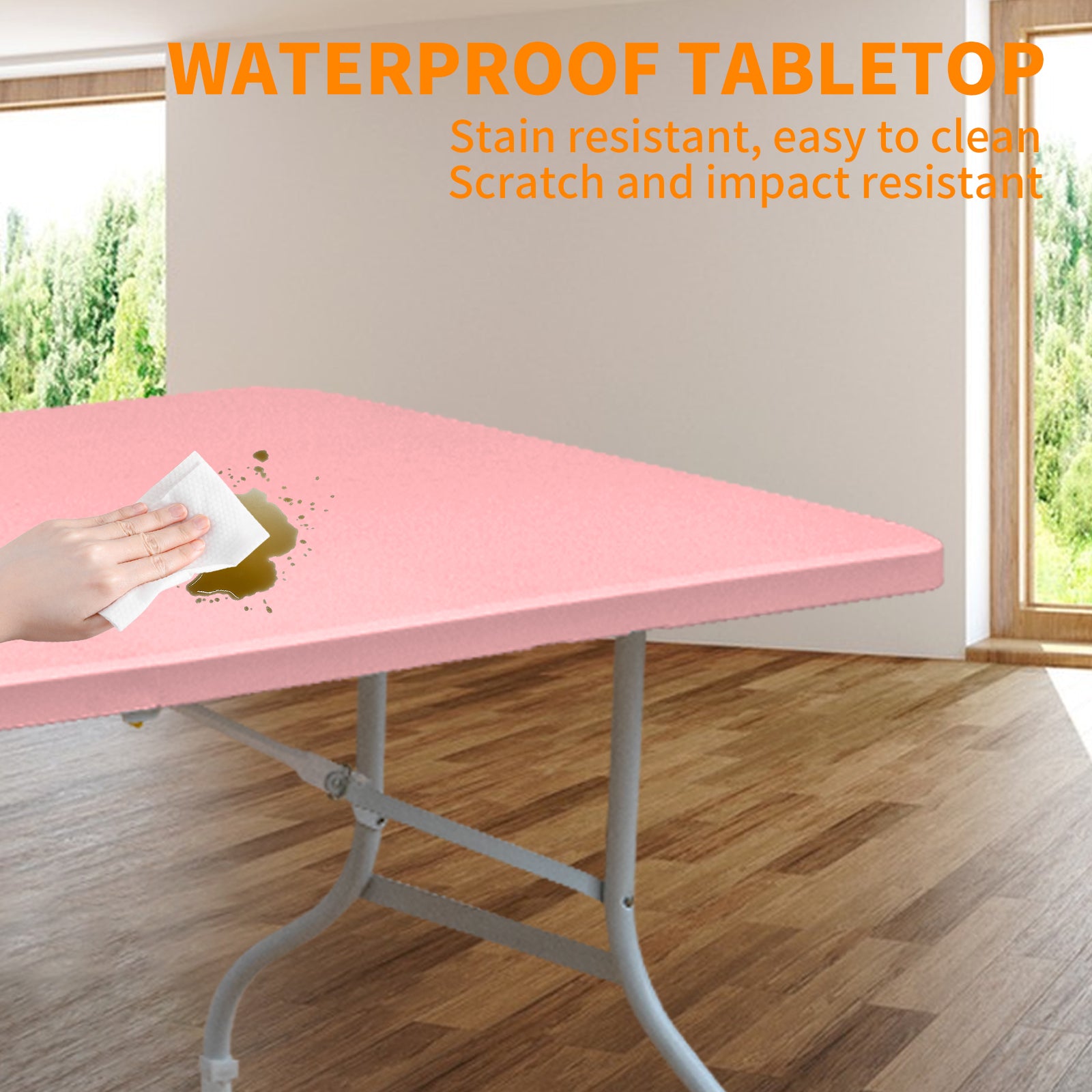 6Ft Pink Folding Table, Portable Plastic Table For Camping, Picnics, P