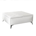 35 Inch Wide Square Storage Benches Coffee Table With Lift Top Oversized Storage Ottoman In Upholstered For Living Room White Gray Primary Living Space Rubberwood Wood Linen