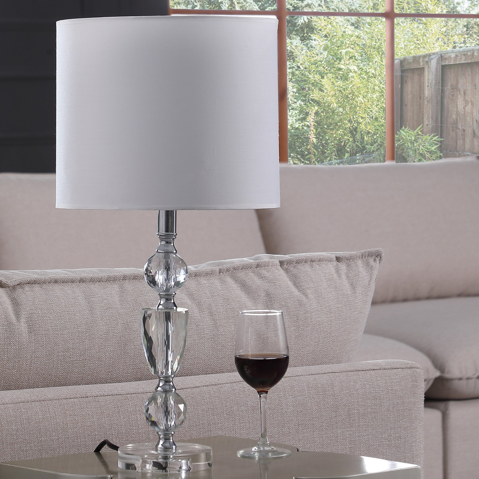 23.5" In Cale Cut Crystal Modern Table Lamp Multicolor Glass