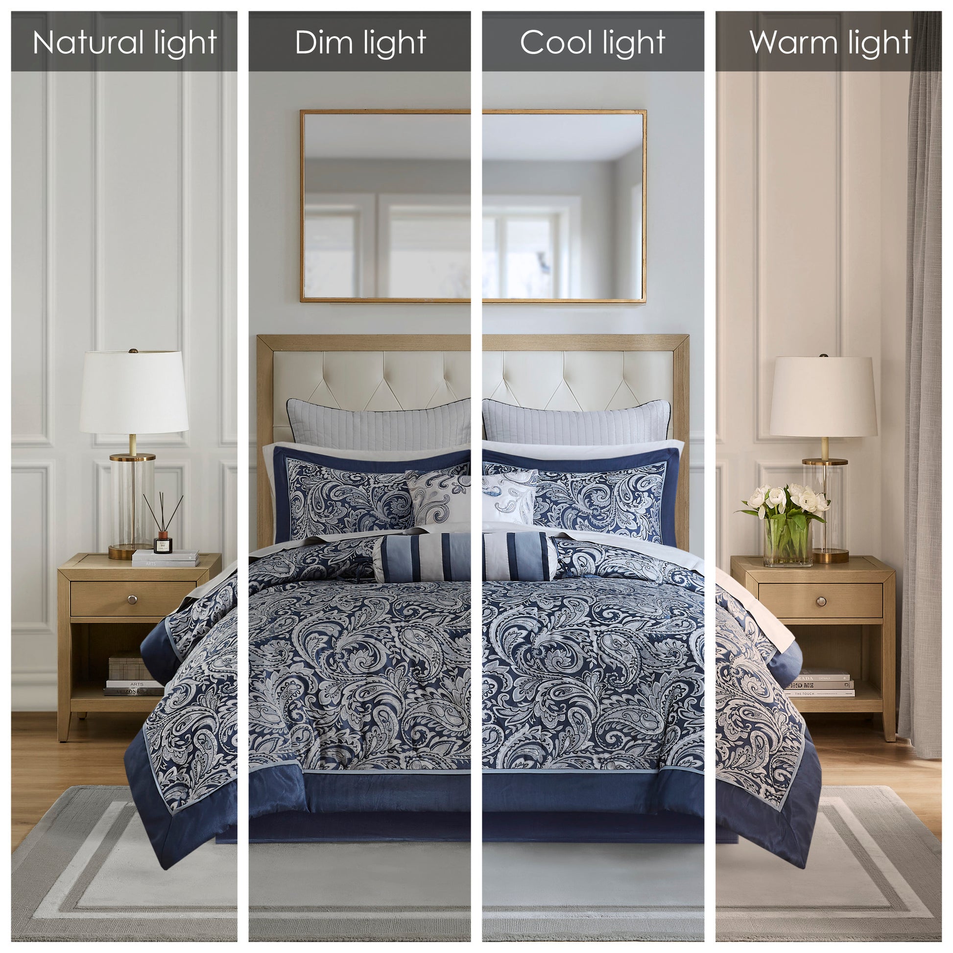 12 Piece Comforter Set With Cotton Bed Sheets Navy Cal King California King Navy Polyester